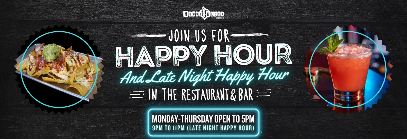 Join us for Happy Hour and late night happy hour, Mon - Thursday, Open till 5PM and late night from 9PM to 11PM in the Restaurant and Bar